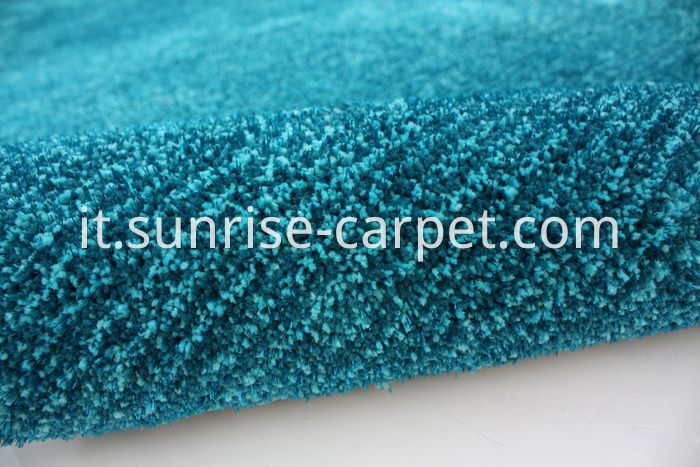 Microfiber with viscose short pile carpet blue color